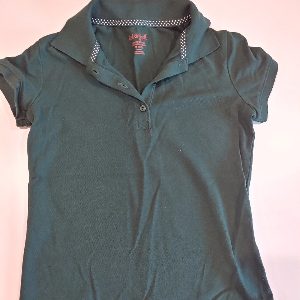 Cat & Jack | School Uniform Hunter Green Short Sleeve Polo Shirt | M (7-8)